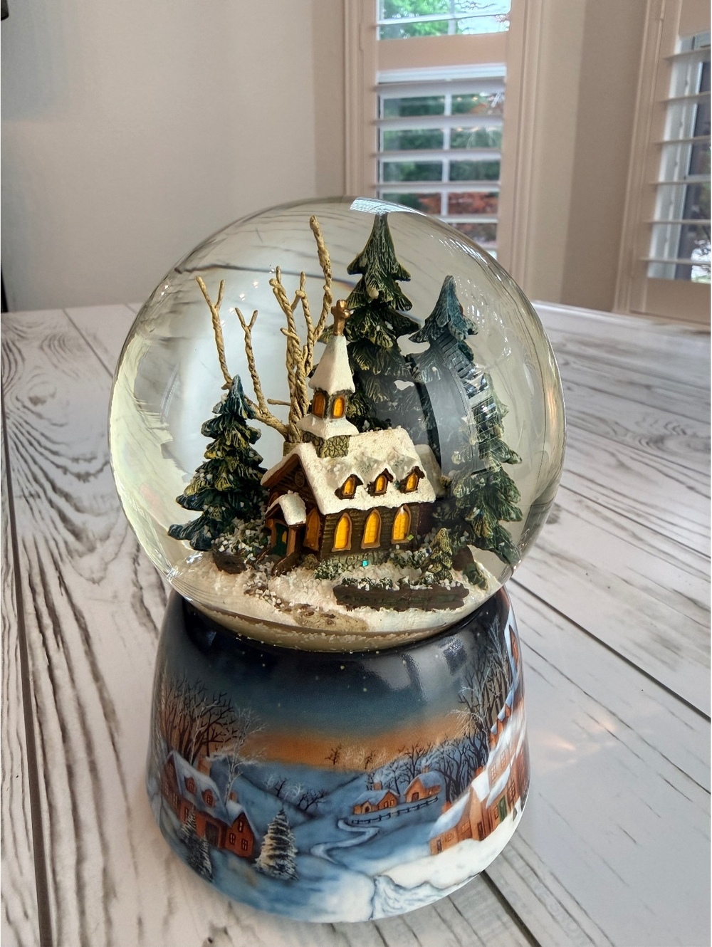 Large Christmas Snow Globe Church Winter Village Holiday Decor